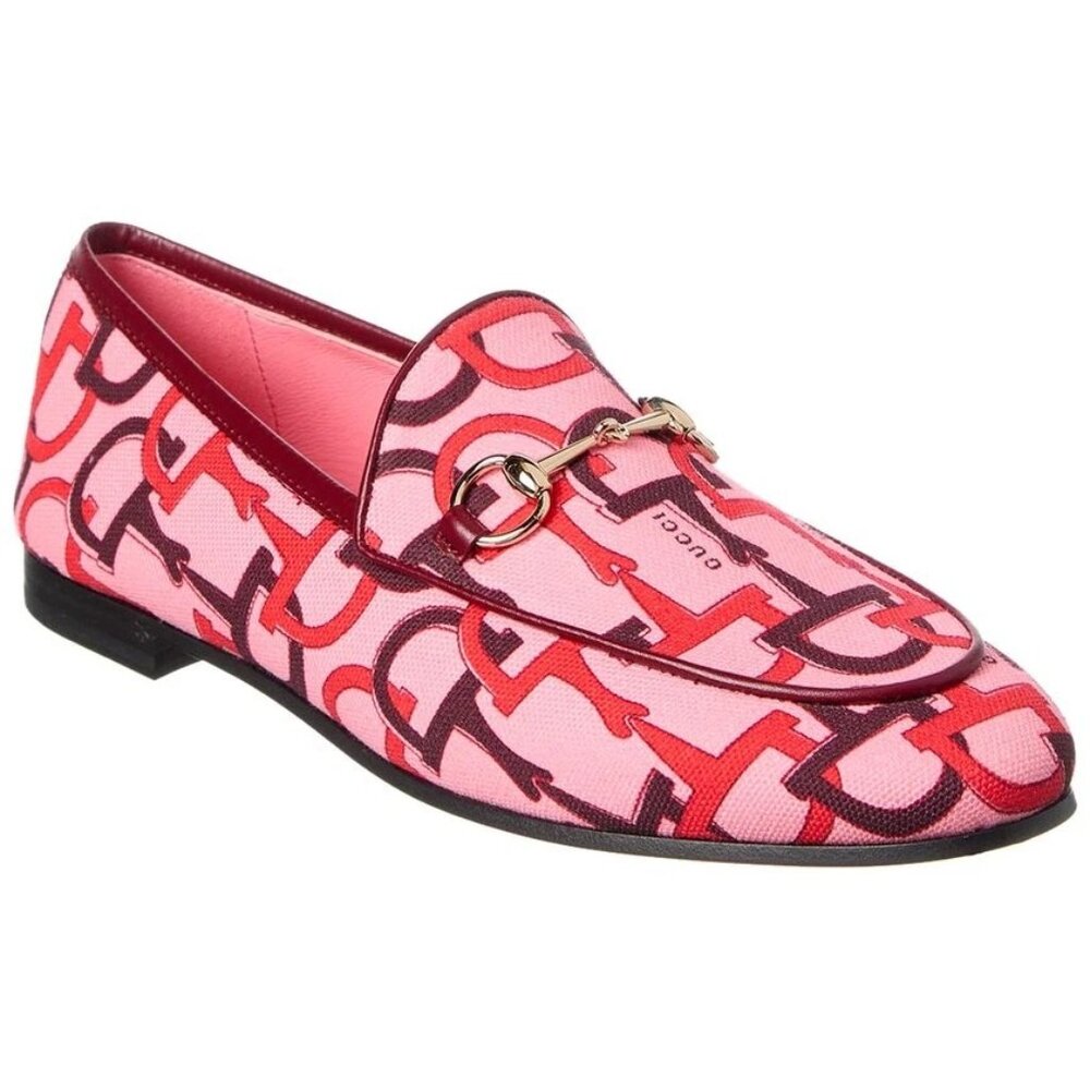 Gucci Pink & Red Horsebit Pattern Loafers